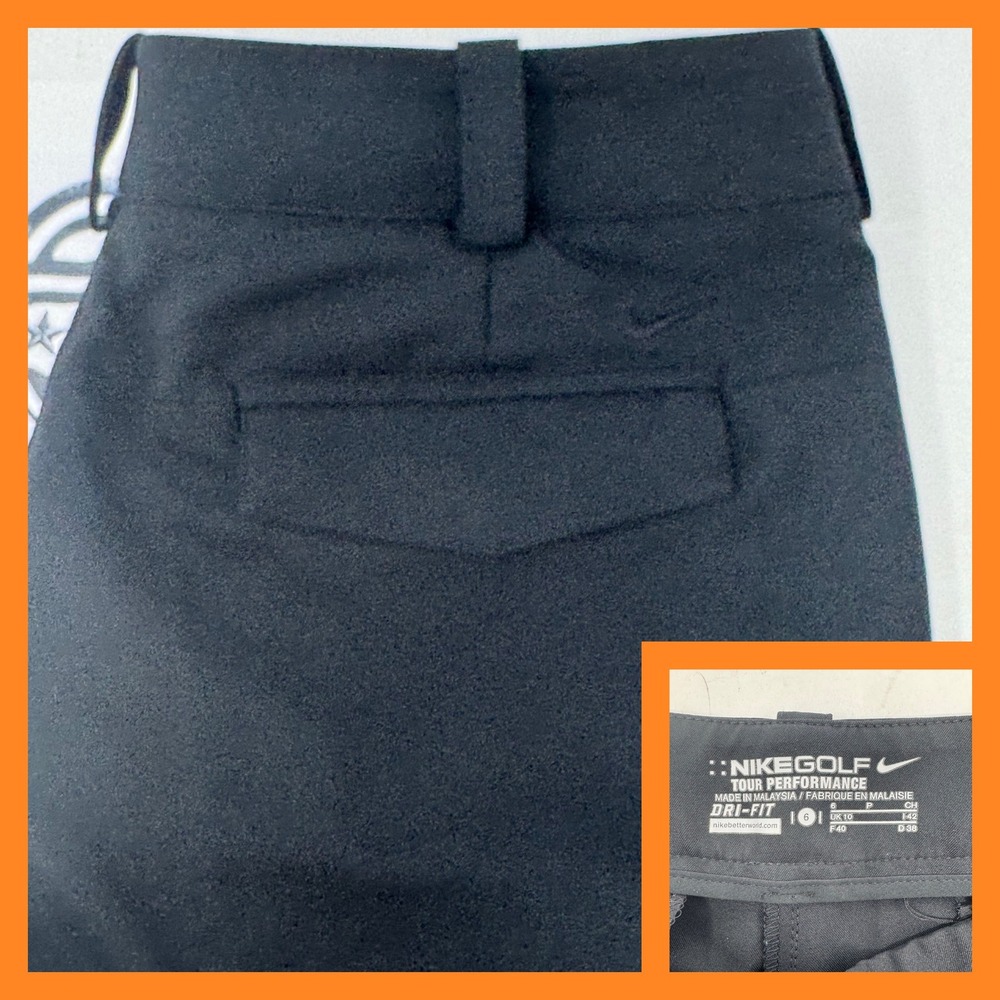 Nike Golf Pants Mens 6 Black Dri-FIT Tour Performance Cropped Trousers Slit